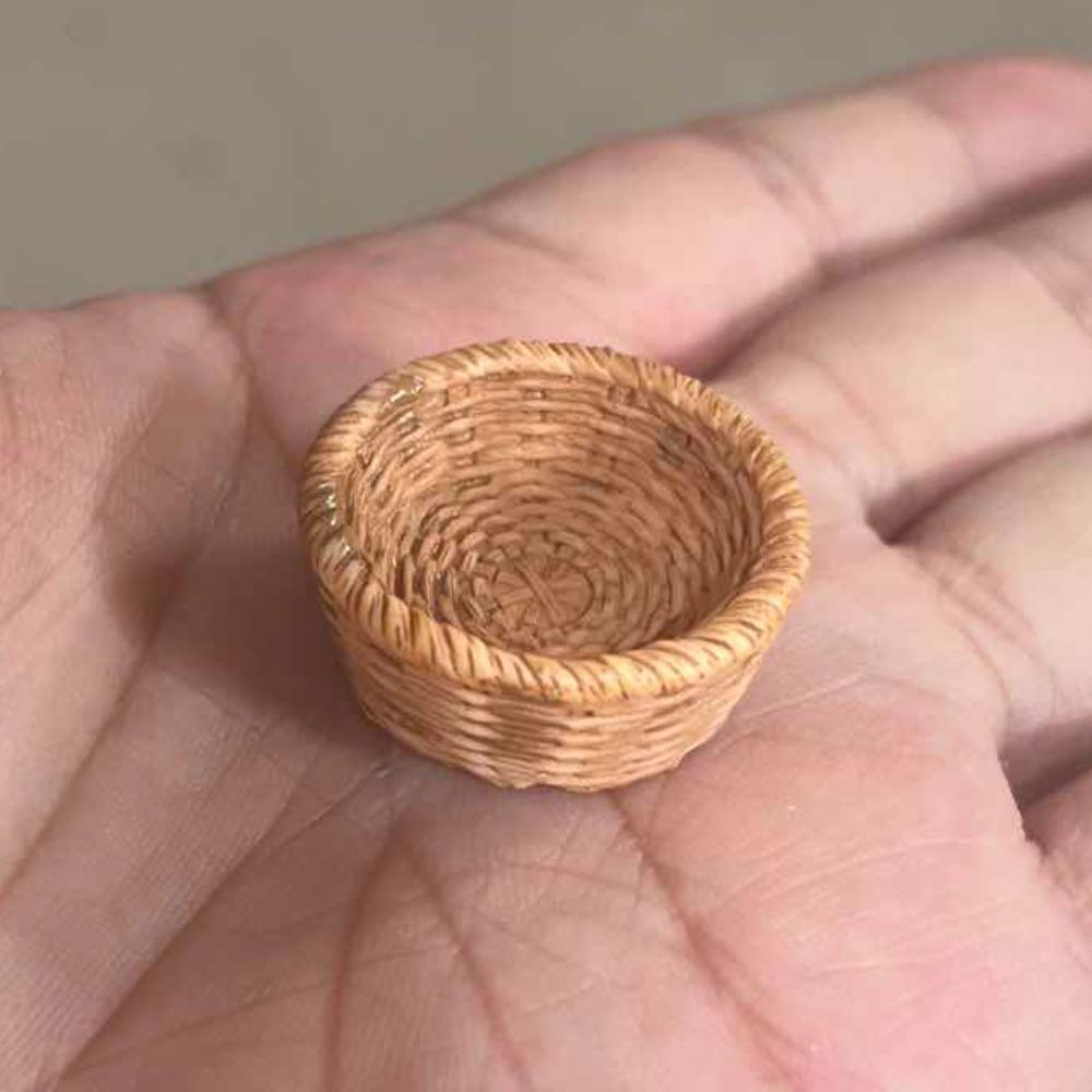Simulation Dollhouse Miniature Chair Furniture Decoration Simulation Bamboo Basket  Kid Toys