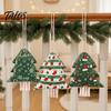 Snowflake Pattern Gift Holders Christmas Tree Shaped Drawstring Bags, Xmas Hanging Treat Sacks, Flannel Decorations Holiday Candy Small Storage