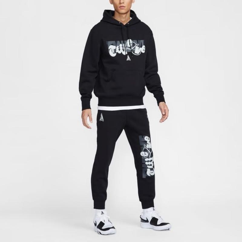 Nike Logo Pattern Casual Mid Waist Sports Pants Men Pants Black FZ1041010