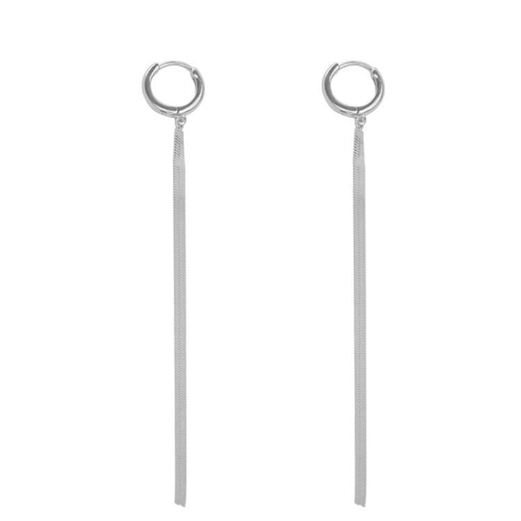 Simple Blade Chain Ear Cuff Earrings Long Minimalist Dangle Earrings Versatile Statement Ear Jewelry
