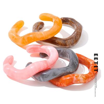 Bracelet Manchette Tendance en Résine Colorée Bangle Multicolore Étanche Bijoux de Poignet Mode Gris Rose Orange Marron Pas Cher