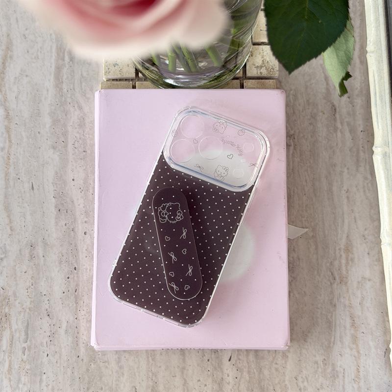 Korean Polka Dot Hello Kitty Band-Aid Holder for iPhone 17/16 Pro Max/15/14 Cases