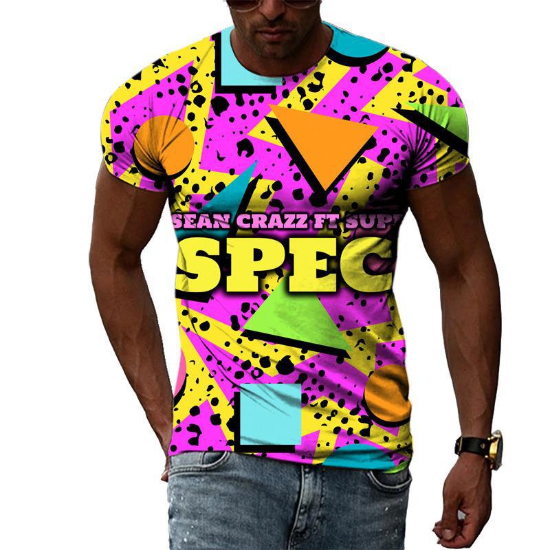 Retro 80er 90er Stil 3D Druck T-Shirts Herren Freizeit Kurzarm T-Shirt Oversized Hip Hop Street Tees Harajuku Oberteile Herren Kleidung