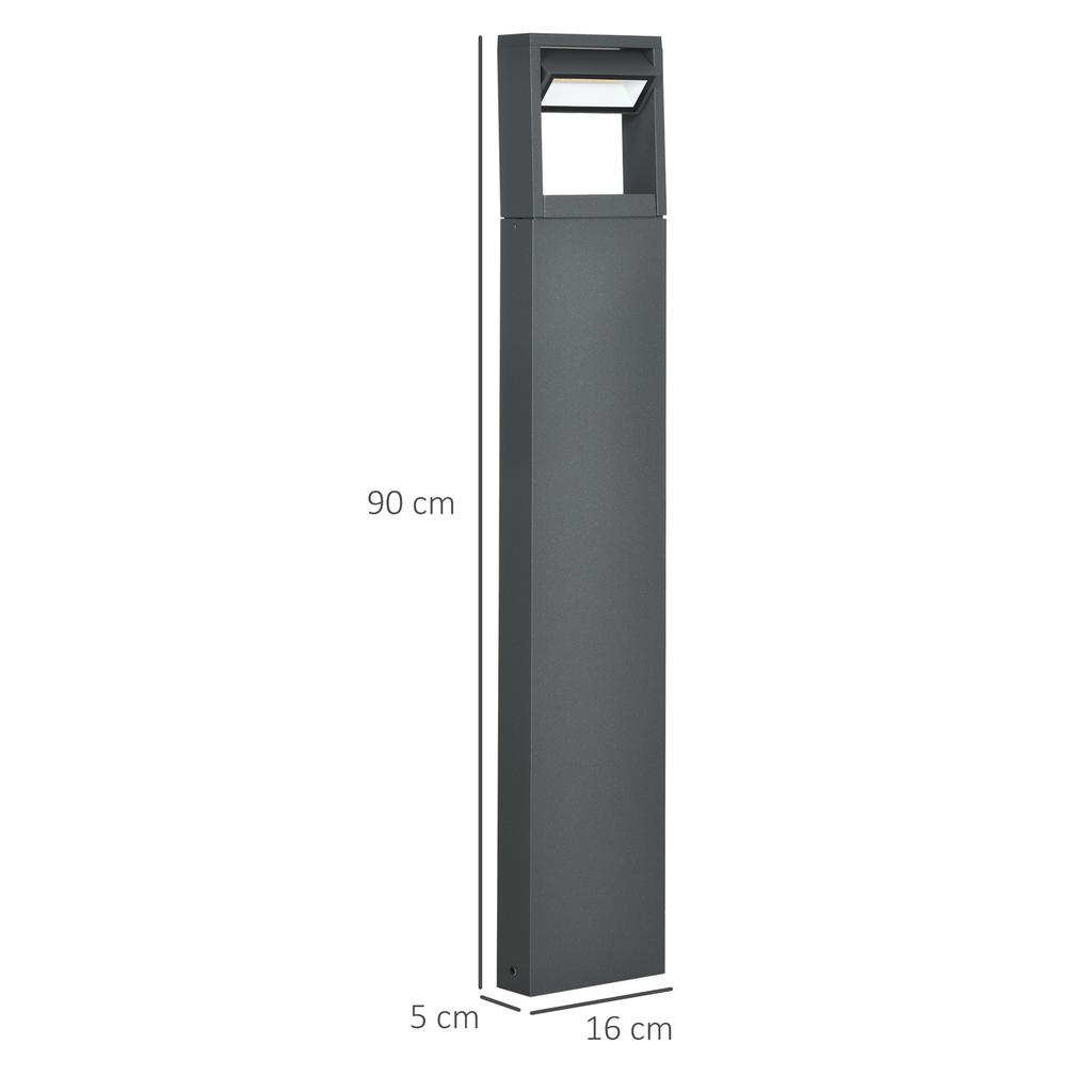 Garden Lamp, Path Light, Post Light with LEDs, Weather-Resistant, 16cm x 5cm x 90cm, Dark Grey