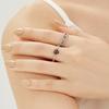 47Bag 925 Silver Moonstone Garnet Heart Gemstone Ring Cuore
