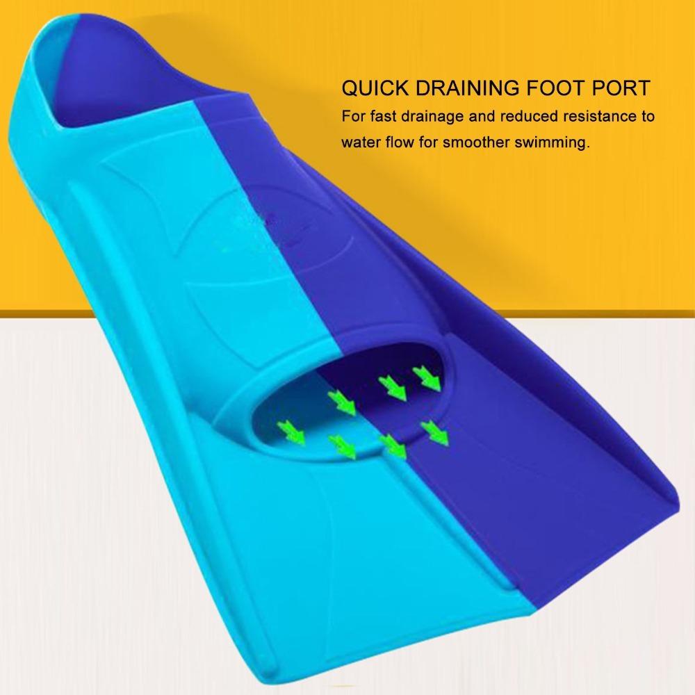 2PCS Anti-Slip Swimming Training Flippers Blue Short Blade Fins Swim Fins for Diving Breaststroke