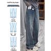 Women's Retro Blue High Waist Wide Leg Jeans for Autumn/Winter - Plus Size Slimming Straight Leg Pants for Pear Shapes