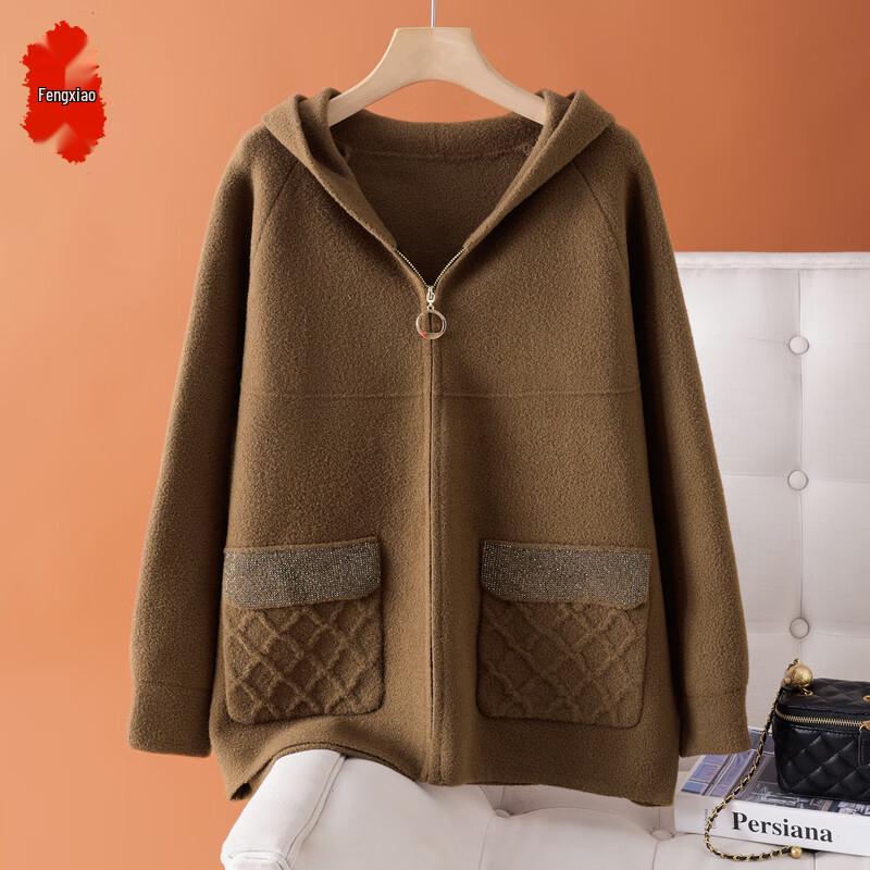 Women s Wool Blend Hooded Cardigan Coat 3XL