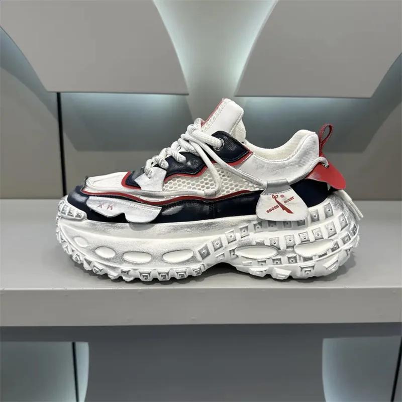 New Summer All-match Platform Shoes Height-enhancing Breathable Mesh Light Luxury Retro Casual Trendy Men Shoes