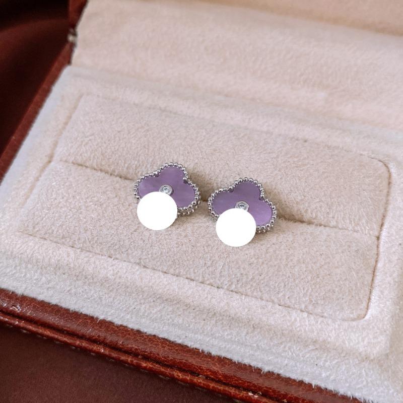 Silver Needle Multi-layer Letter Twill Zircon Pearl Earrings Medieval Vintage Light Luxury Stud Earrings Versatile Earrings