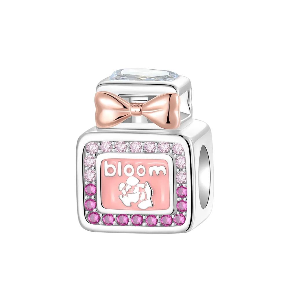 Funkelnde Kupferanhänger Roségold Schneeflocke Herz Geburtssteinperle Für Damen Halskette DIY Armband Geschenk Schmuck