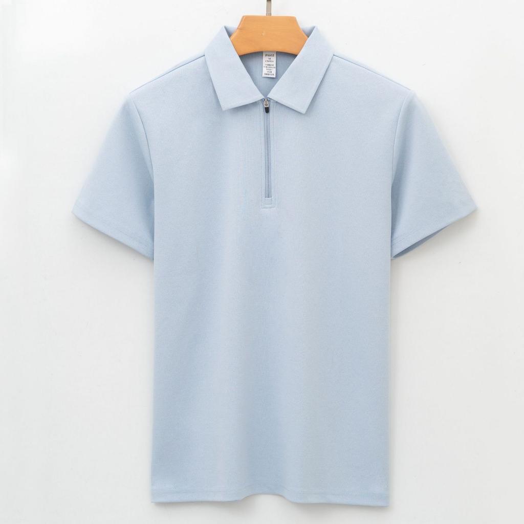 Zipper Polo Top for Mens Active Moisture Absorption Quick-drying and Antibacterial Short-sleeved T-shirt Polo Top