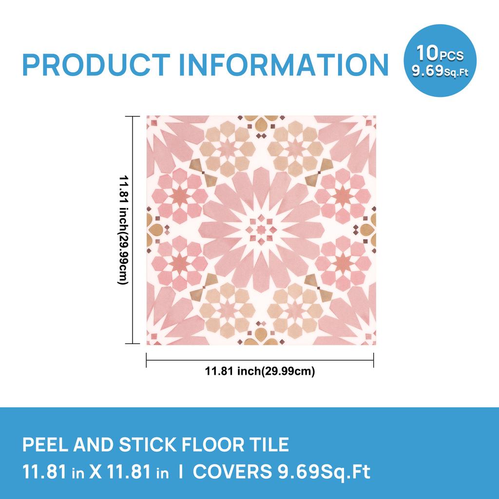 10PCS Anti-skid Floor Sticker Renter Friendly Wall & Floor tiles Peel & Stick Vinyl Floor Stickers DIY For Bathroom Renovation