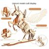 Unicorn Pegasus Wooden 3D Puzzle Model Kit Traditional Mortise and Tenon Assembly DIY Craft Ornament Desk Decor Gift