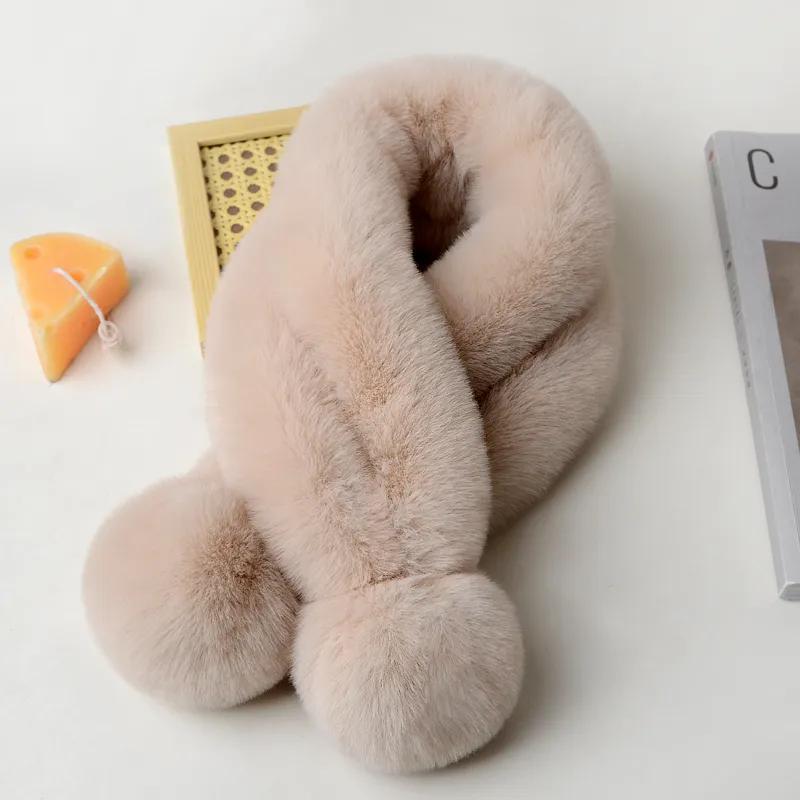 WTEMPO Women's Solid Color Winter Warm Plush Scarves Thickened Windproof Cold-proof Versatile Casual Scarves