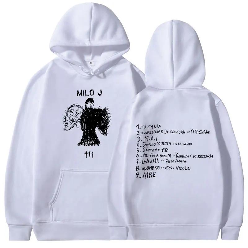 Milo J Hettegenser Album Merch Hettegenser Sportsklær Herre- og Dame Mote Hip Hop Retro Langermet Hettegenser Street
