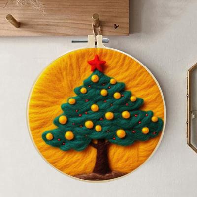Yousheng Christmas Needle Felting Kit Holiday Felt Painting Set for Beginners Starter Needle Felting DIY Craft Kit with Pad Needles Wool Decorative