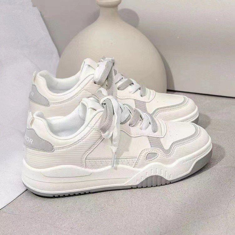 Spring New Muffin Thick Bottom Color Matching Fashion Sneakers Women's Two-Color Lace-up Ladies Casual Sports Single-Layer Shoes Women