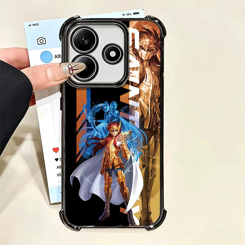 Anime S-Saint S-Seiya Plating Phone Case For Xiaomi Poco X5 X6 X7 X8 Pro Max F8 Ultra F7 M8 M7 M5S Redmi 15C 15 14C 13C 13 X3 12