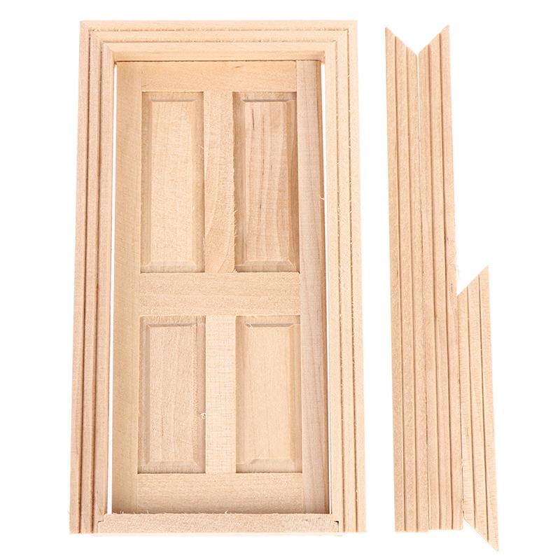 1/12 Dollhouse Miniature Diy Wood External Single Door Unpainted Accessories