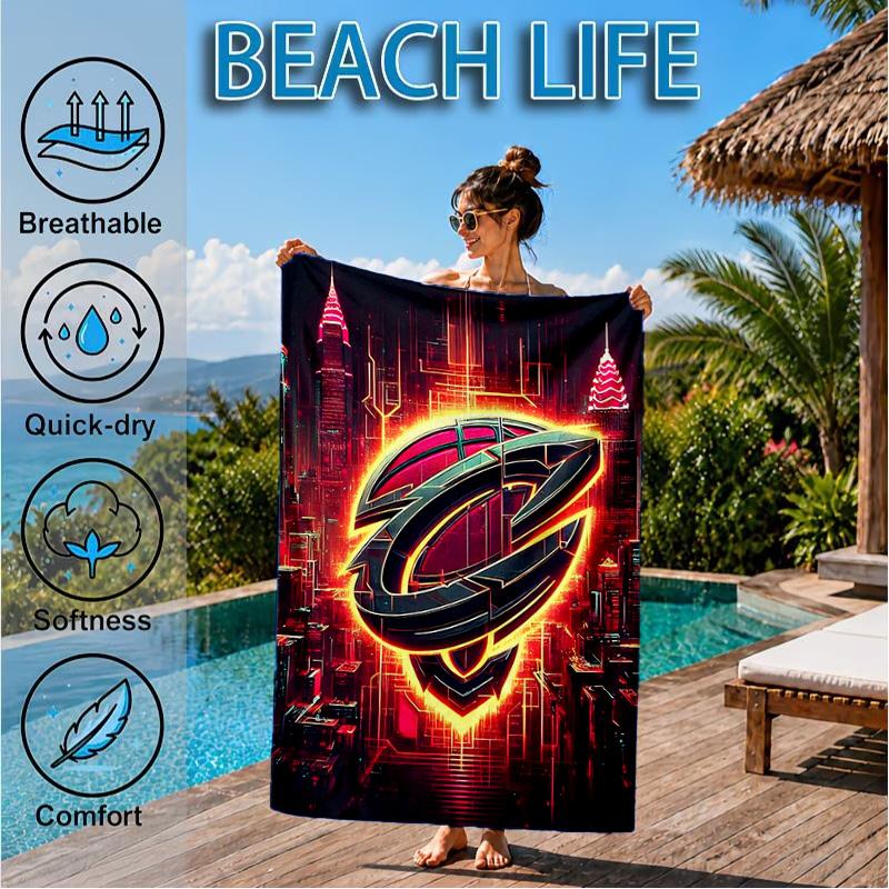 Cleveland Lights Shadows Beach Towel, Microfiber Beach Towel, Perfect For Pool, Beach, Travel, Home Decor Beach Party Fan Gifts
