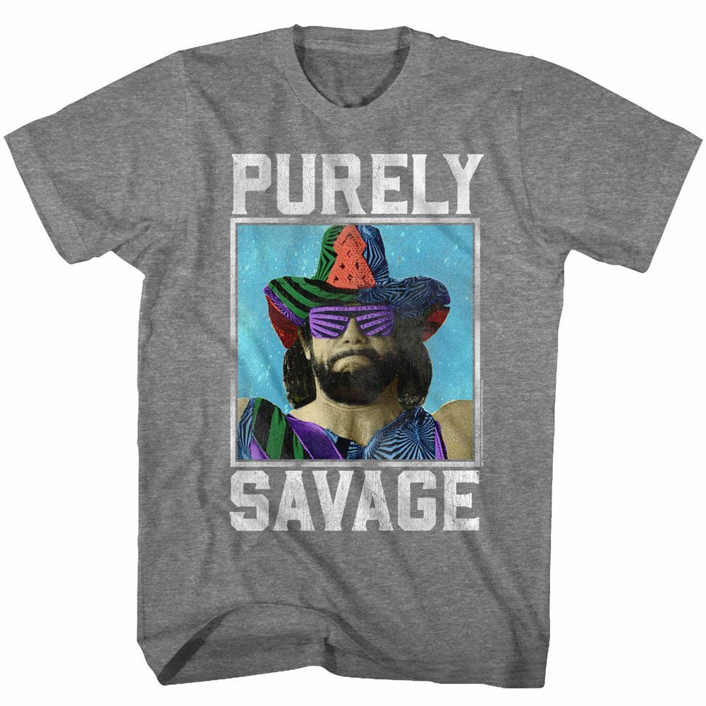 Macho Man Purely Savage Graphite Heather Adult T-Shirt S