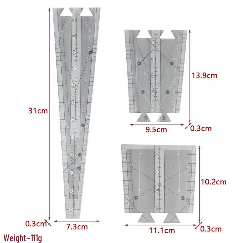 Acrylic Irregular 90° Sewing and Patchwork Ruler for Fabric Cutting