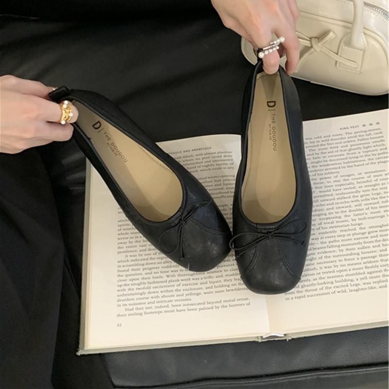 

Bailamos Women s Flat Shoes Square Toe Slip-On Shallow Loafers Ladies Moccasins Female Flats 2021Spring Autumn British Style Fl 35