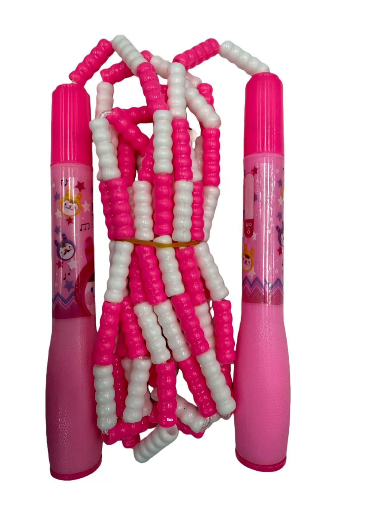 Kids Fancy Bamboo Jump Rope - Tangle-Free, Adjustable, School-Recommended, Hard Beads, for Middle School Exams розовый