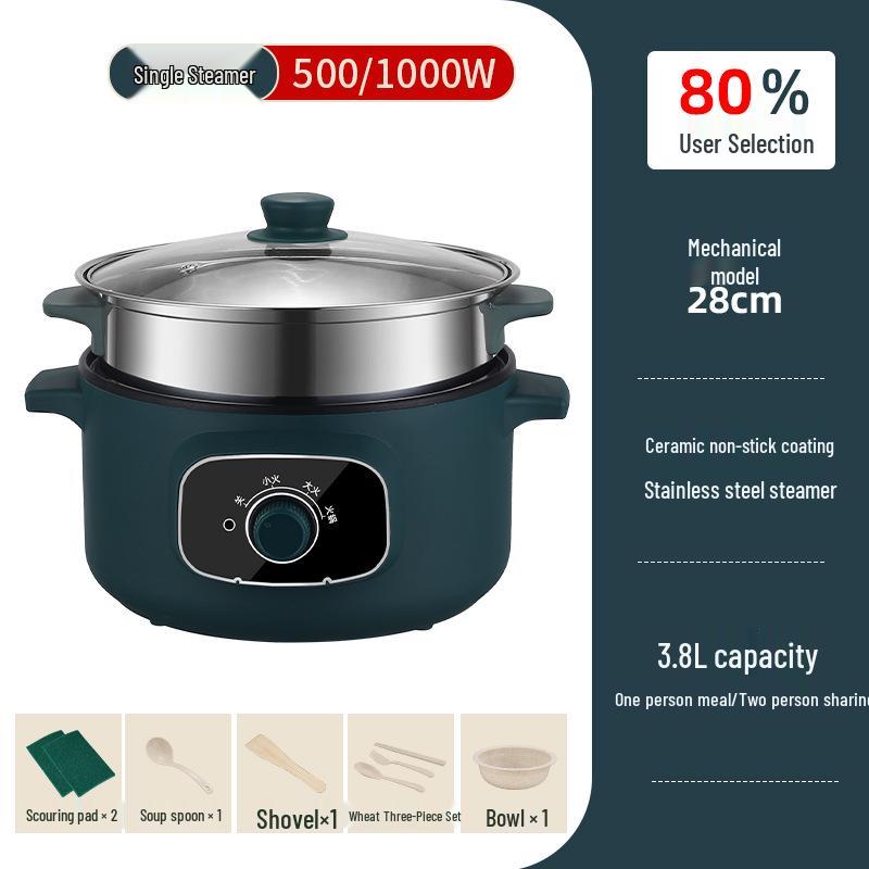 Multi-Functional Electric Cooker: Hot Pot, Stir-Fry, and Noodle Maker for Dorms and Bedrooms