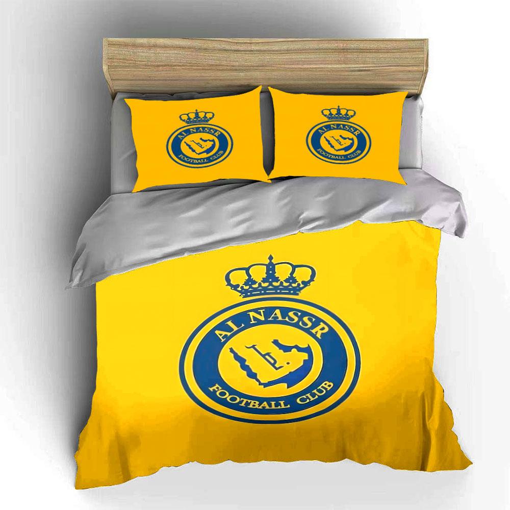 Crown and Al Nassr logo. Bedding sets Duvet cover sets Duvet covers Pillowcases(1 * Duvet Cover 2 * Pillowcases, without duvet insert)