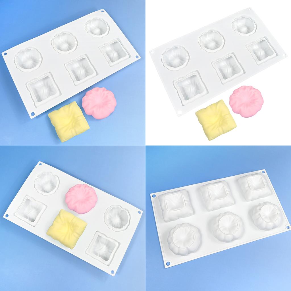 Nepřilnavé silikonové pečicí formy na francouzskou pěnu 6 dutin ve tvaru polštáře forma na pečivo víceúčelová pomůcka na pečení dezertů