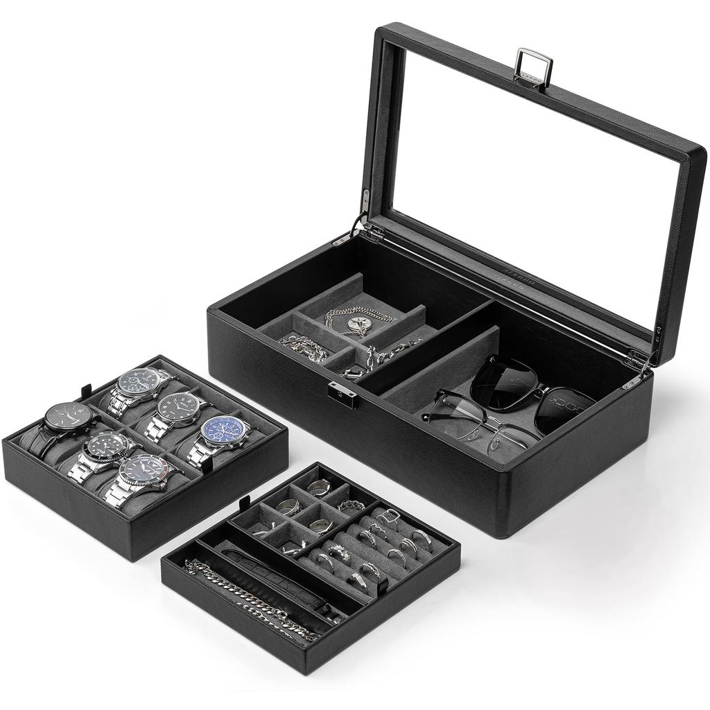 Vlando PU Uhrenetui zur Aufbewahrung Zubehör Geburtstagsgeschenk Männer, Box, Etui,