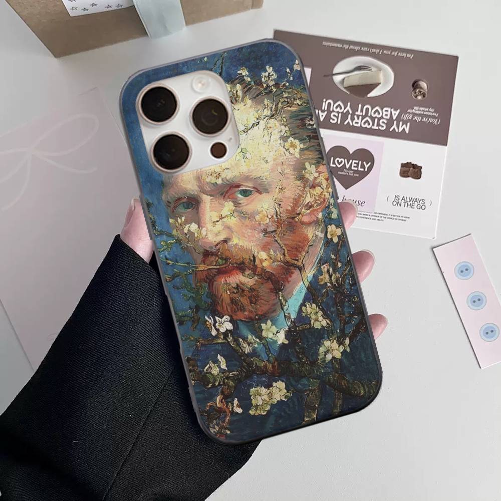 Van Gogh Oil Painting Phone Case For IPhone 16 15 17 Pro 11 12 13 14 Pro Max Plus Soft Ripple Silicone Cover Shell