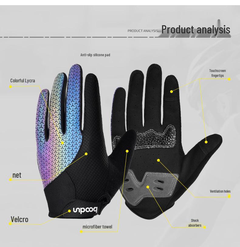 Boton Sports Reflective Shock-Absorbing Cycling Gloves - Colorful, Wear-Resistant, Touchscreen, Slip-Resistant, Ideal for Night Riding.