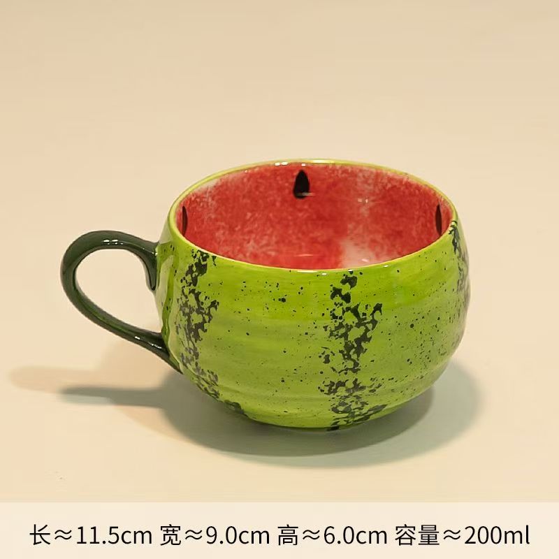 

Creative Hand-painted Watermelon Cup,Specially Shaped Mug Underglaze Color High-value Birthday Gift for Boys and Girls Drinkware 401-500ml