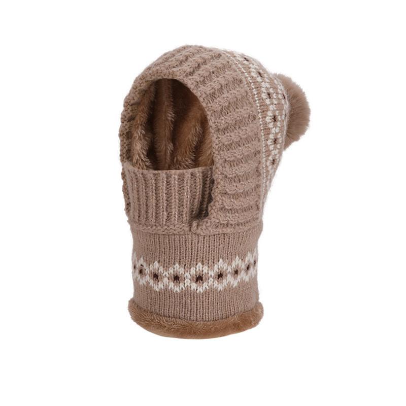 Acrylic Knit Hat With Face Mask And Ear Cover For Winter Warmth And Wind Protection