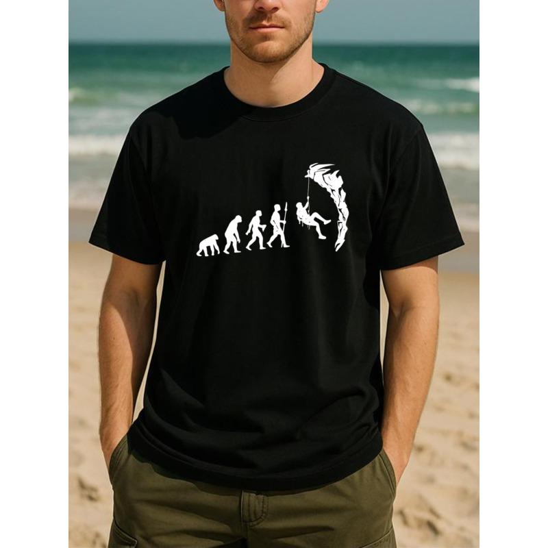 European sizes "Evolve Into A Rock Climber" Outdoor Person Fun T-shirt with Fashionable Prints  Fabric, Simple and Fashionable Men's