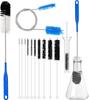 12Pcs Pipe Cleaner Brush Kit: 17-inch Long Handle for Narrow Neck Bottles - 8.2-inch Assorted Diameter Tube Brushes and 35-inch Flexible Hose Cleanin