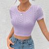 Women's Spring and Summer New Solid Color Hollow Sexy Hottie Navel-baring Knitted Top
