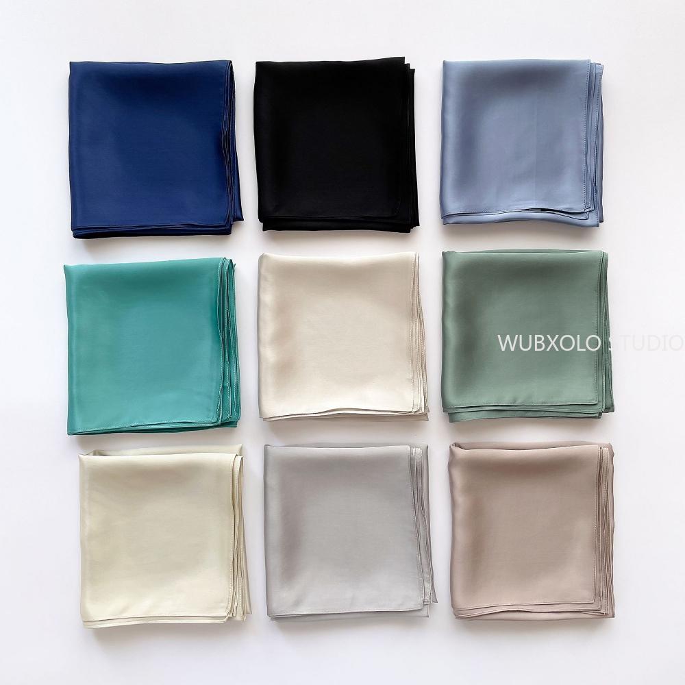 Silk Satin Handkerchief Plain Neck Scarf For Women Small Shawls Wraps Bandana Head Scarfs 70x70CM Square Headband Hijab Scarves