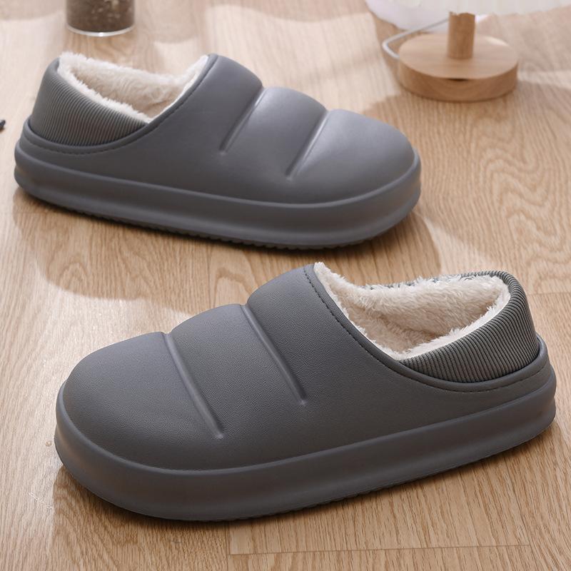 

Baotou хлопковые тапочки мужские зимние бархатные теплые утолщенные хлопковые туфли для дома и улицы водонепроницаемые и нескользящие тапочки на мягкой подошве 43-44 серый