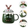 1 Christmas ceramic coffee cup with spoon and lid, colored coffee cup, portable drink, breakfast, drinks, party utensils