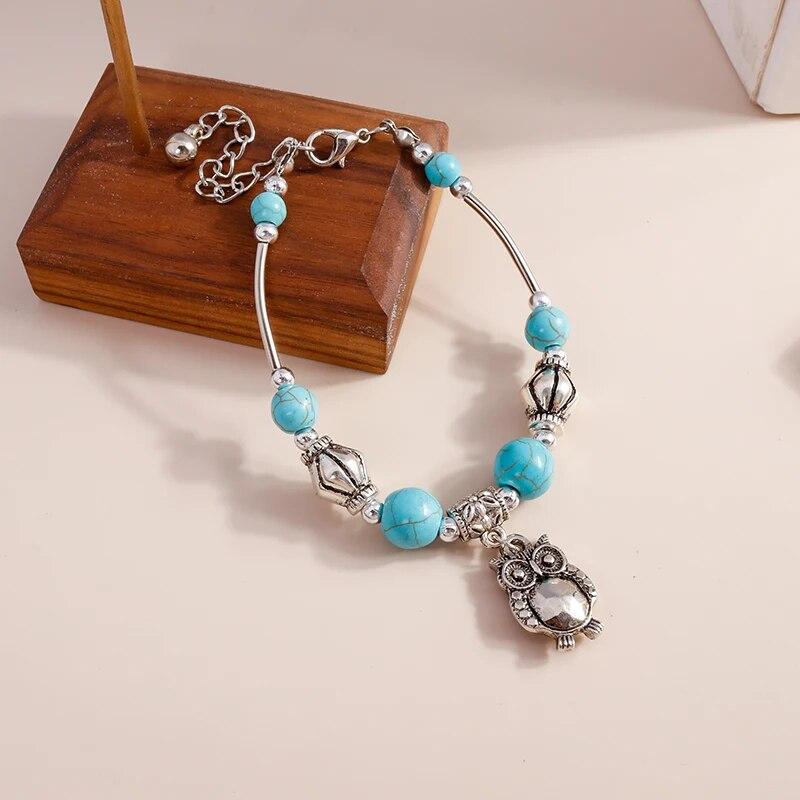 Tenande 2 Color Vintage Natural Stone Beads Hamsa Hand Evil Eye Bracelets & Bangles for Women Jewelry Bohemian Maxi Bijoux