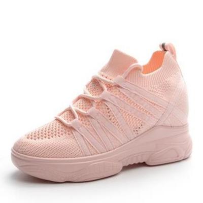 Fashion 6cm Air Mesh Sock Knitted Platform Wedge Flats Spring Hollow Chunky Sneaker Breathable Comfy Women Sandals Slides Summer Shoes