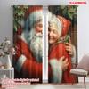 2pcs,2D Plane Printing Curtains&Window Treatment Santa Claus & Mrs_ Christmas Embrace Polyester Woven (without Rod) Art Deco