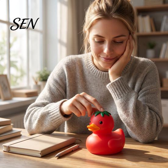 Fun Gifts for Boys Girls Tomato Duck Squishy Toy, Slow Rebound Stress Relief Squeeze Cute Fruit Safe Material Balls Fidget Soft Sensory Decompression