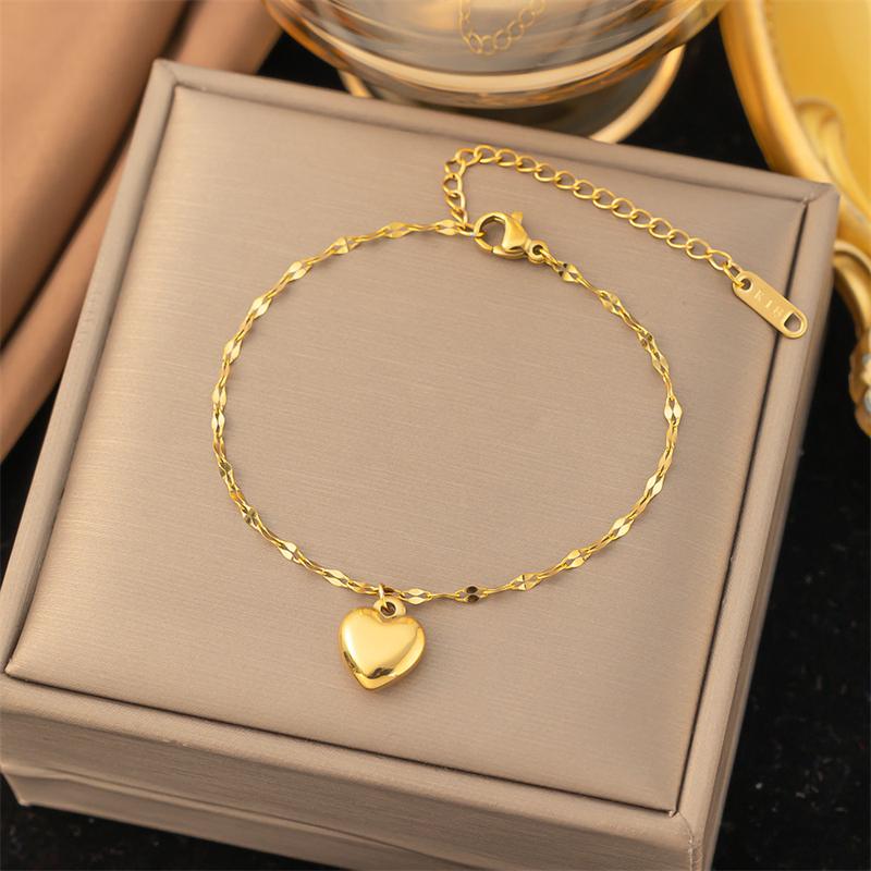 316L Stainless Steel New Fashion Jewelry Set Japanese Love Heart Charm Chain Necklaces Bracelets Earrings For Women