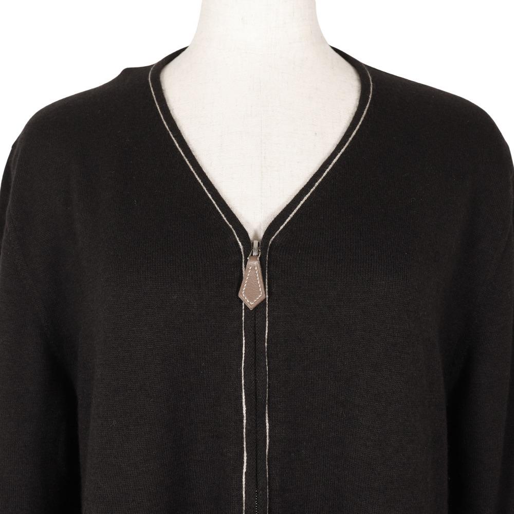 HERMES Zip up cardigan black cashmere/cotton Women Used