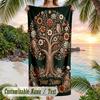 Autumnal Sun Celebration Theme Quick Dry Beach Towel Custom Name Text Print Large Sand Resistant Towel Beach Vacation
